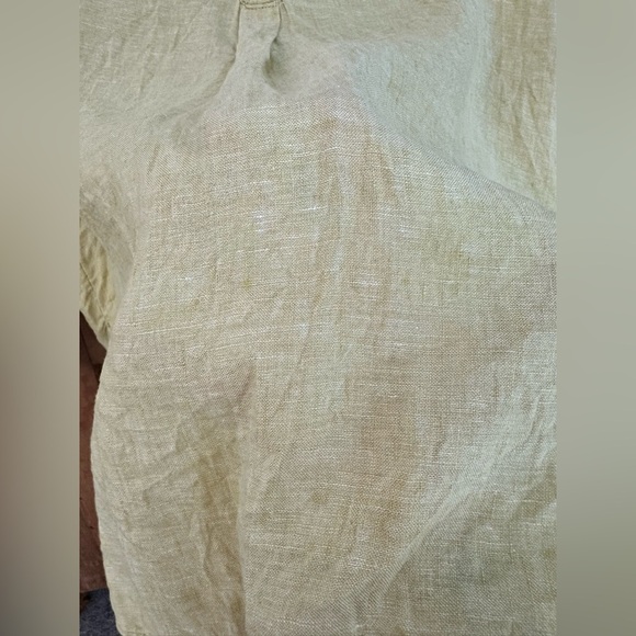 Sigrid Olsen 100% Linen Lightweight Yellow Green Tunic Blouse Sz M Summer Core - Picture 7 of 8